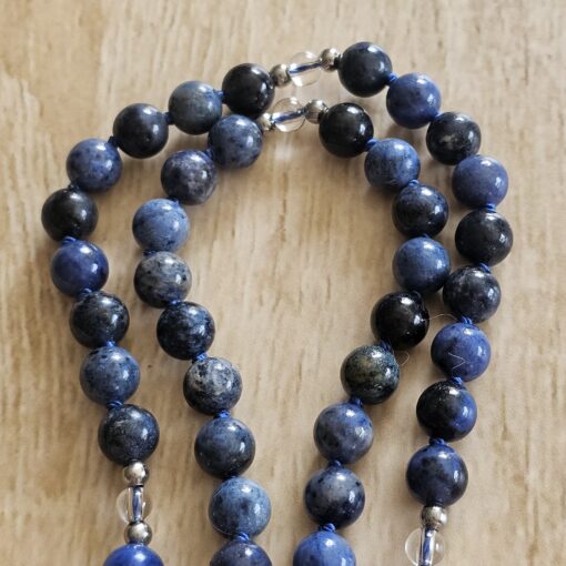 Dumortierit-Bergkristall-Mala mit Dumortierit-Donut – Bild 11