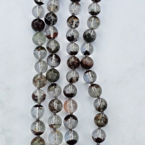 Lodolith (Gartenquarz) -Mala mit Bergkristall-Donut und Armband – Bild 11