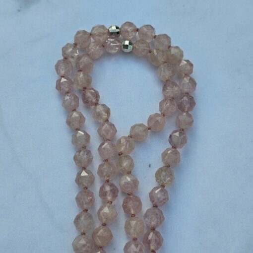 Morganit (Beryll, facettiert) -Mala mit 925 Silberquaste und Armband – Bild 11