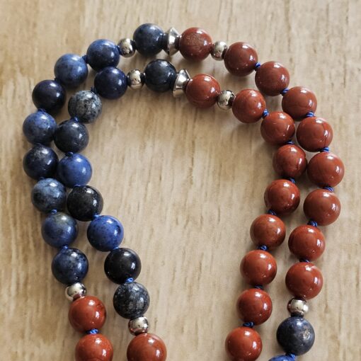 Dumortierit-Jaspis (rot) -Mala (1) mit Dumortierit-Donut – Bild 11