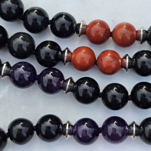 Obsidian-Chakra-Mala (1) mit Edelstahlanhänger (Blume des Lebens) – Bild 11