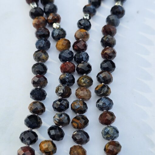 Pietersit (facettierte Rondelle) -Mala mit Edelstahlanhänger und Armband – Bild 11