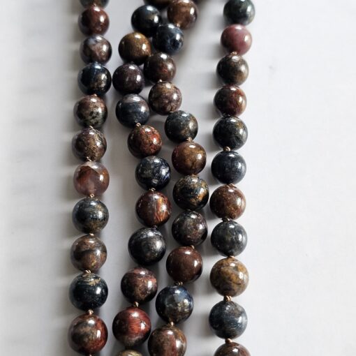 Pietersit-Mala (2) mit rundem, bläulichem Pietersit-Anhänger und Armband – Bild 11