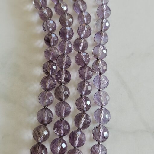 Amethyst (hell und facettiert) -Mala mit Kreuzanhänger aus 925 Silber und Amethyst sowie Armband – Bild 11