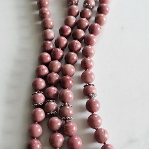 Rhodonit-Mala mit Rhodonit-Donut und Armband – Bild 11