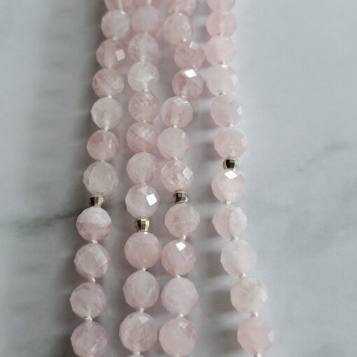 Rosenquarz (facettiert) -Mala mit Rosenquarz-Herz und Armband – Bild 11