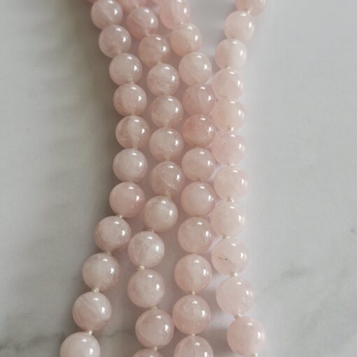 Rosenquarz-Bergkristall-Mala mit Rosenquarz-Anhänger (Freiform) und Armband – Bild 11