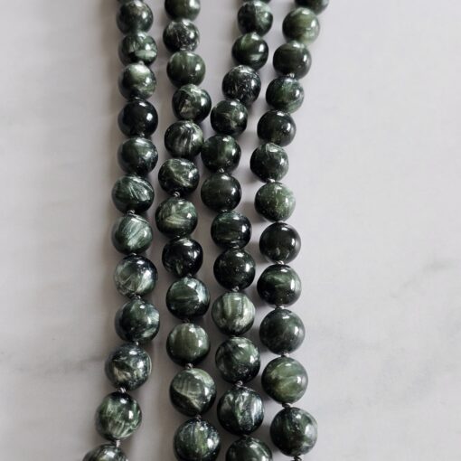 Seraphinit-Bergkristall-Mala mit Seraphinit-Anhänger (Oval) und Armband – Bild 11