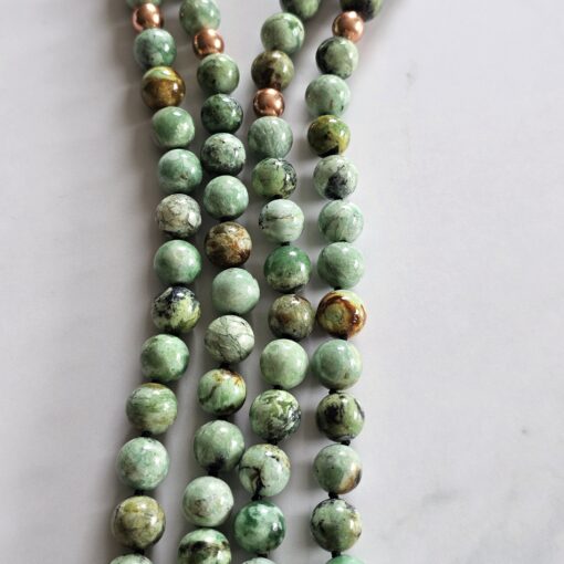 Variscit-Kupfer-Mala mit Variscit-Donut und Armband – Bild 11