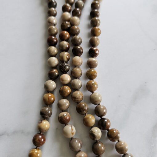Versteinerte Holz-Mala (1) mit versteinertem Holz-Anhänger (Tropfen) und Armband – Bild 11