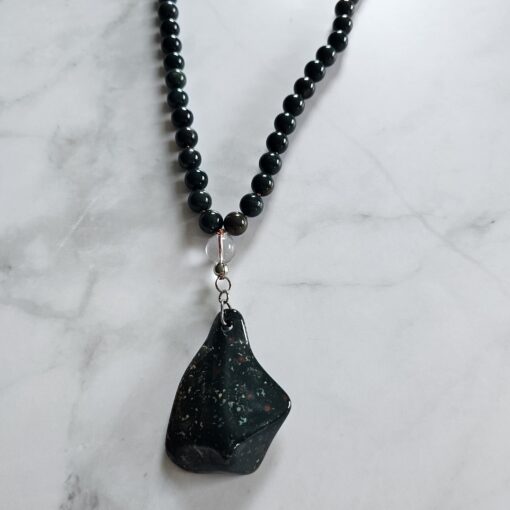 Heliotrop-Mala mit Heliotrop-Anhänger (Freiform) und Armband – Bild 8