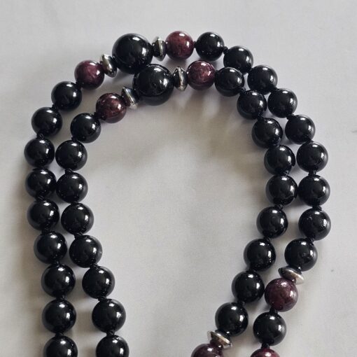 Granat-Turmalin (schwarz) -Mala mit Edelstahl-Anhänger (Engel mit Herz) – Bild 11
