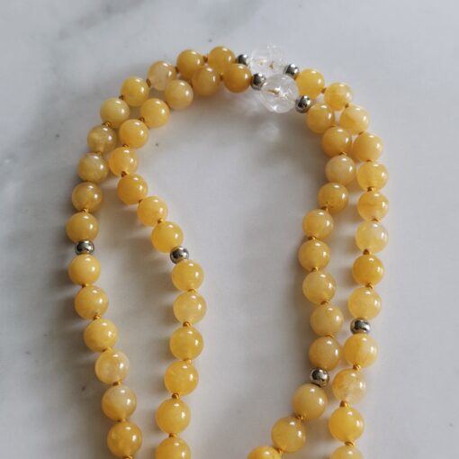 Jade (gelb) -Bergkristall-Mala mit gelbem Jade-Donut – Bild 11