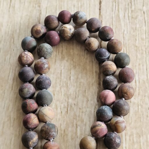 Jaspis („Picasso-Jaspis“, matt) -Mala mit „Picasso-Jaspis“-Anhänger (Oval) – Bild 11