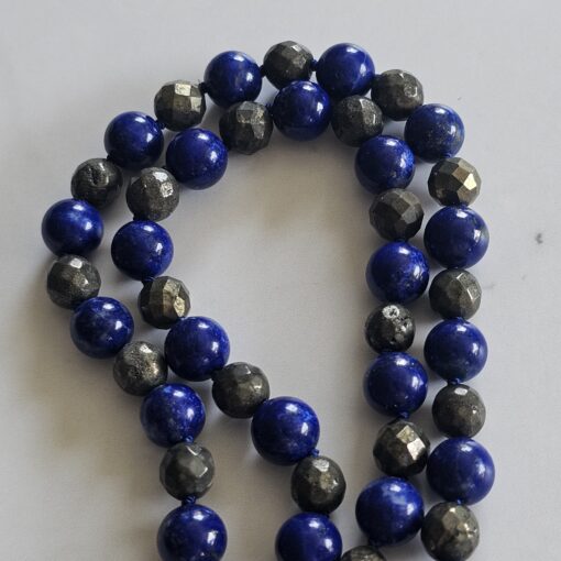 Lapislazuli-Pyrit (facettiert) -Mala mit Seidenquaste – Bild 10
