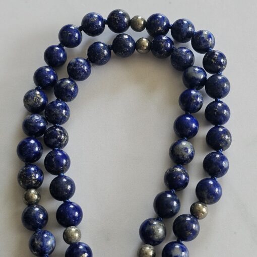 Lapislazuli-Pyrit-Mala (5) mit Anhänger mit einer Pyrit-Sonne – Bild 11