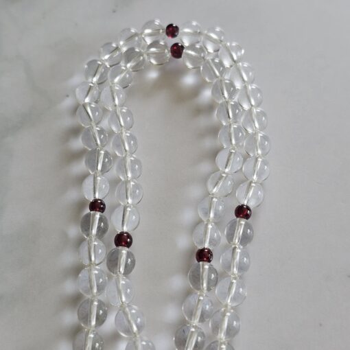 Bergkristall-Granat-Mala mit Chakra-Anhänger (Sonne) – Bild 10
