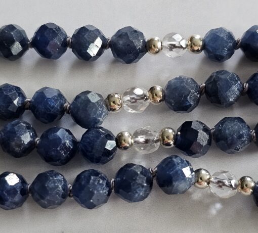 Saphir (blau und facettiert) -Bergkristall (facettiert) -Mala (1) mit 925  Silberquaste – Bild 11
