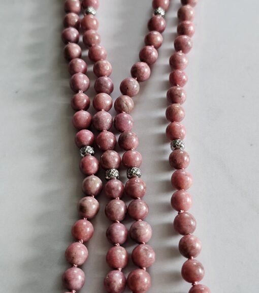 Thulit-Rosenquarz-Mala mit Thulit-Anhänger (Oval) und Armband – Bild 11