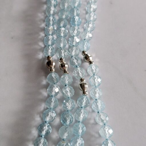 Topas (blau und facettiert) -Mala mit blauem Topas-Anhänger (Freiform) und Armband – Bild 11