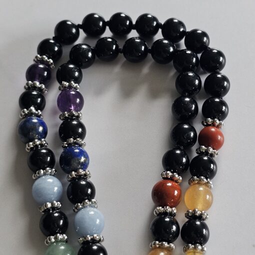 Turmalin (schwarz) -Chakra-Mala (2) mit grünem Aventurinquarz-Donut – Bild 11