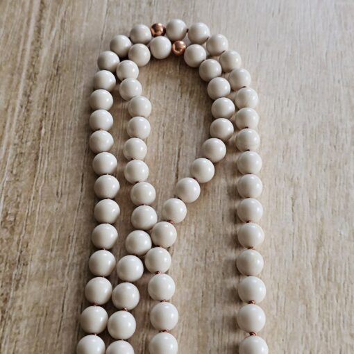Jaspis („Elfenbein-Jaspis“) -Kupfer-Mala mit Printstone-Donut und Armband – Bild 12