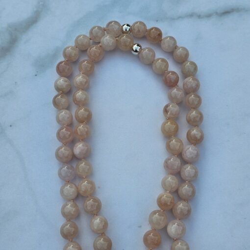 Morganit (Beryll) -Mala (2) mit rosa Skolezit-Anhänger (Tropfen) und Armband – Bild 12