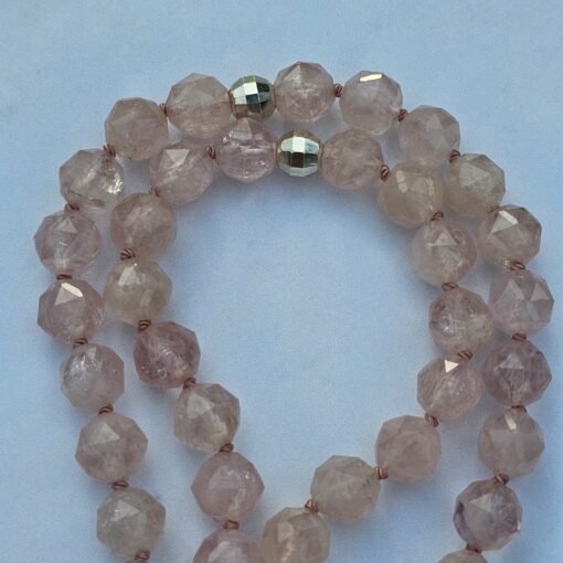 Morganit (Beryll, facettiert) -Mala mit 925 Silberquaste und Armband – Bild 12