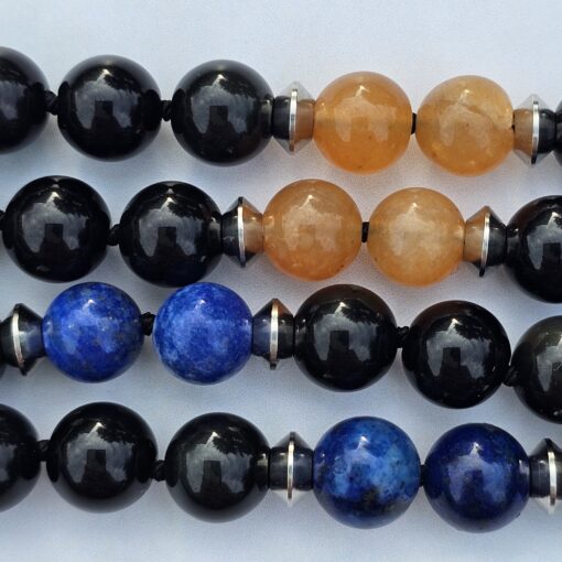 Obsidian-Chakra-Mala (1) mit Edelstahlanhänger (Blume des Lebens) – Bild 12