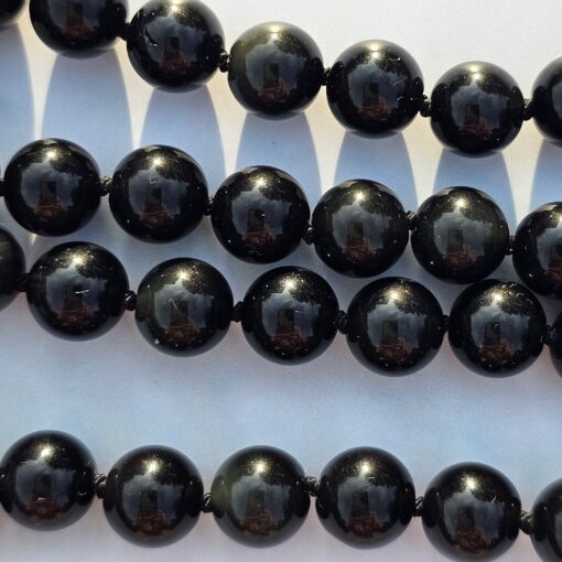 Obsidian-Chakra-Mala (2) mit gelbem Aragonit-Donut – Bild 12