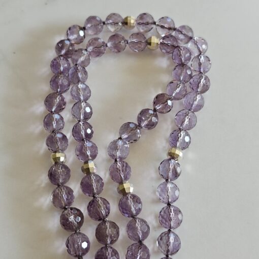 Amethyst (hell und facettiert) -Mala mit Kreuzanhänger aus 925 Silber und Amethyst sowie Armband – Bild 12