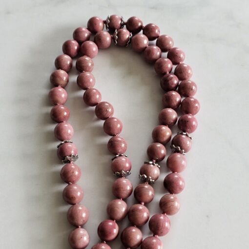 Rhodonit-Mala mit Rhodonit-Donut und Armband – Bild 12