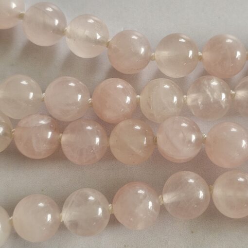 Rosenquarz-Mala mit Rosenquarz-Navette – Bild 12