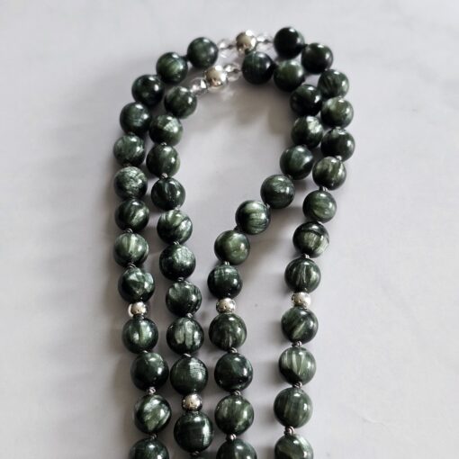 Seraphinit-Mala (1) mit Seraphinit-Anhänger (Oval) und Armband  – Bild 12