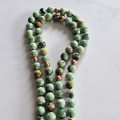 Variscit-Kupfer-Mala mit Variscit-Donut und Armband – Bild 12