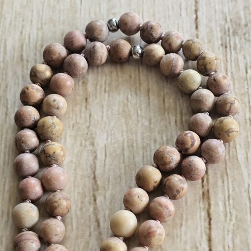 Jaspis (naturfarben und matt) -Mala (2) mit rundem „Outback-Jaspis"-Anhänger – Bild 12