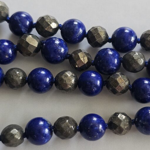 Lapislazuli-Pyrit (facettiert) -Mala mit Seidenquaste – Bild 11