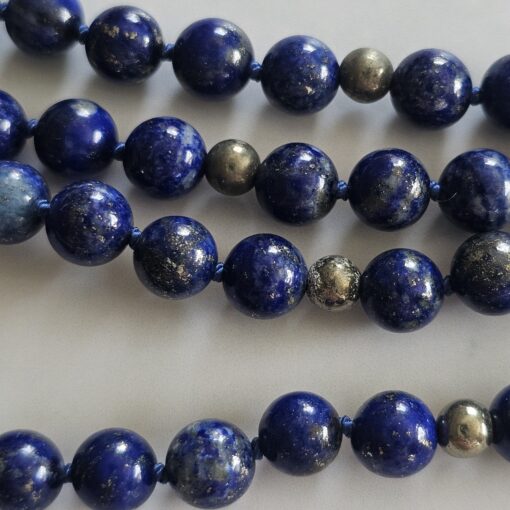Lapislazuli-Pyrit-Mala (5) mit Anhänger mit einer Pyrit-Sonne – Bild 12