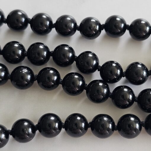 Turmalin (schwarz) -Chakra-Mala (1) mit rotem Jaspis-Donut – Bild 12
