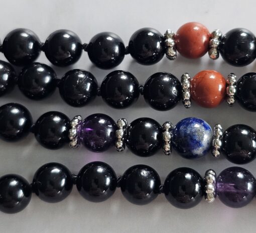 Turmalin (schwarz) -Chakra-Mala (2) mit grünem Aventurinquarz-Donut – Bild 12