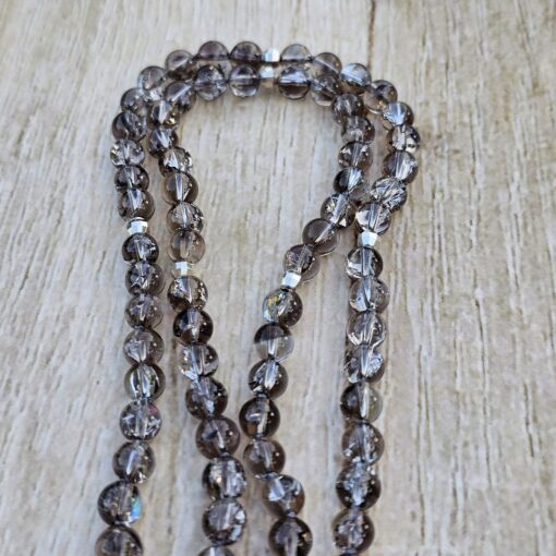 Rauchquarz („Regenbogenrauchquarz“) -Mala mit 925 Silberanhänger (Schmetterling) und Armband – Bild 12