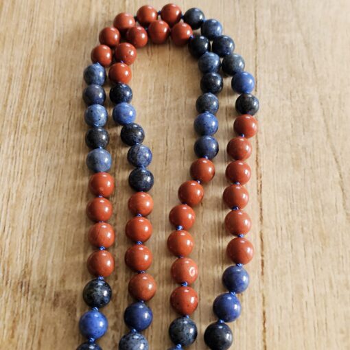 Dumortierit-Jaspis (rot) -Mala (1) mit Dumortierit-Donut und Armband – Bild 12