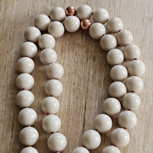 Jaspis („Elfenbein-Jaspis“) -Kupfer-Mala mit Printstone-Donut und Armband – Bild 13