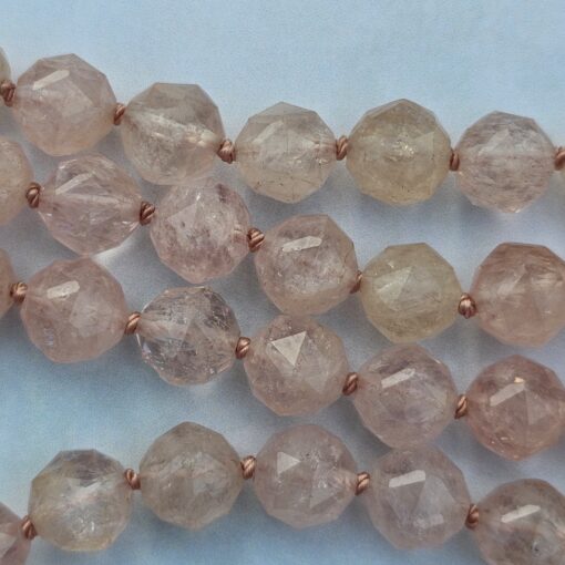 Morganit (Beryll, facettiert) -Mala mit 925 Silberquaste und Armband – Bild 13
