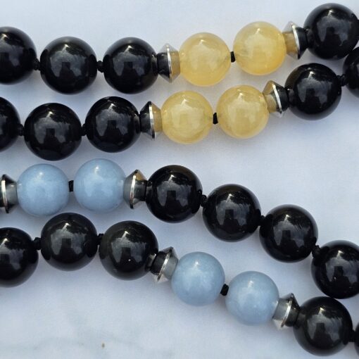 Obsidian-Chakra-Mala (1) mit Edelstahlanhänger (Blume des Lebens) – Bild 13