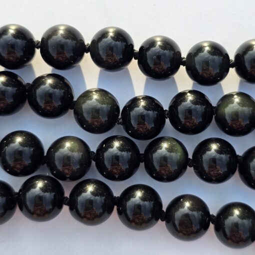 Obsidian-Chakra-Mala (2) mit gelbem Aragonit-Donut – Bild 13