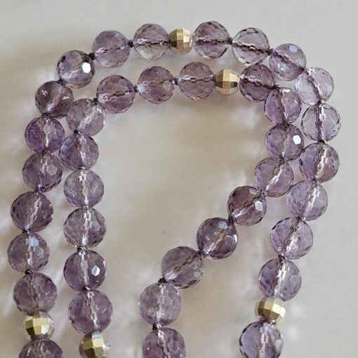 Amethyst (hell und facettiert) -Mala mit Kreuzanhänger aus 925 Silber und Amethyst sowie Armband – Bild 13