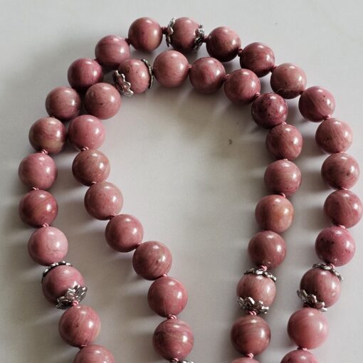 Rhodonit-Mala mit Rhodonit-Donut und Armband – Bild 13