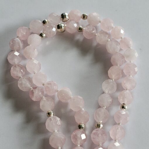 Rosenquarz (facettiert) -Mala mit Rosenquarz-Herz und Armband – Bild 13