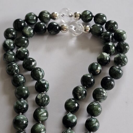 Seraphinit-Bergkristall-Mala mit Seraphinit-Anhänger (Oval) und Armband – Bild 13